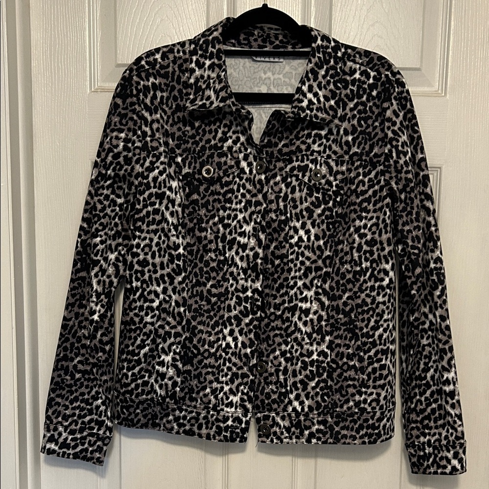 Joan Rivers Black and White Leopard Print Jacket